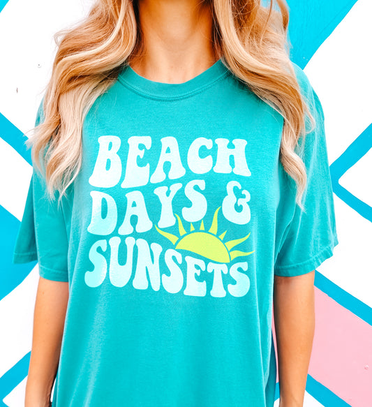 Beach Days and Sunsets Retro Summer Beach Shirt