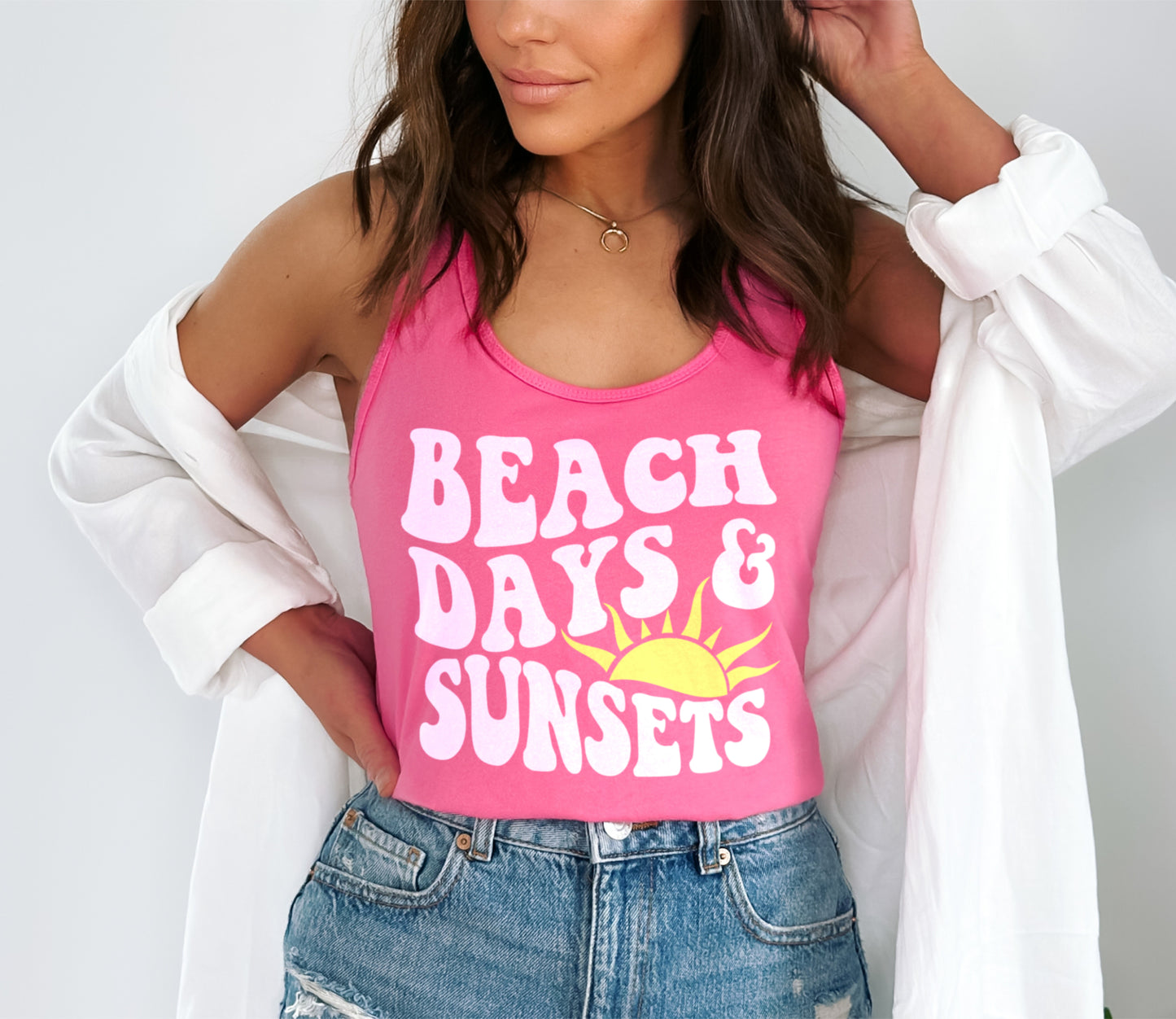 Beach Days and Sunsets Summer Beach Tank Top