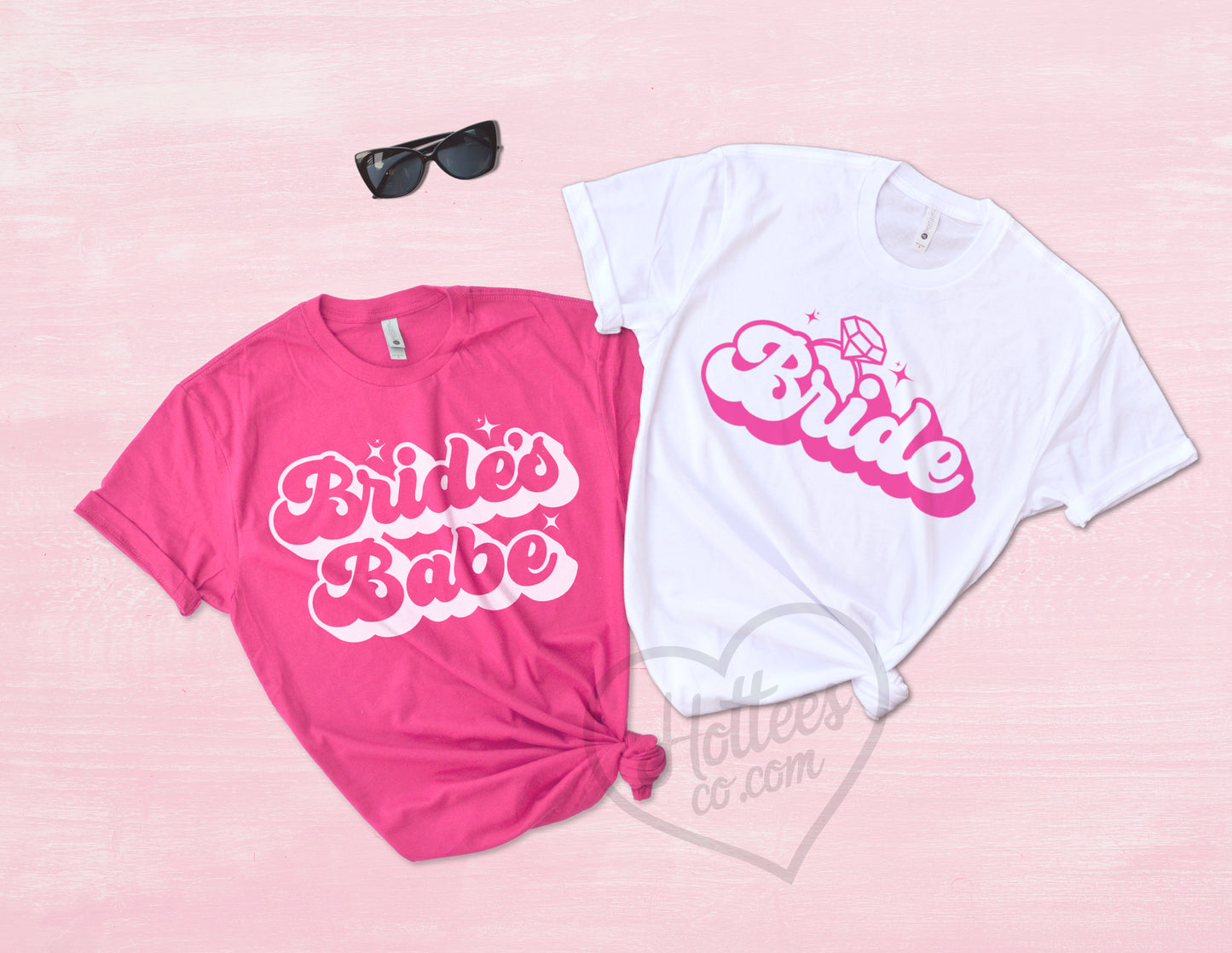 Bride and Bride's Babe Bachelorette Party Shirt, Retro Bride and Bridesmaid Matching Bachelorette Shirts