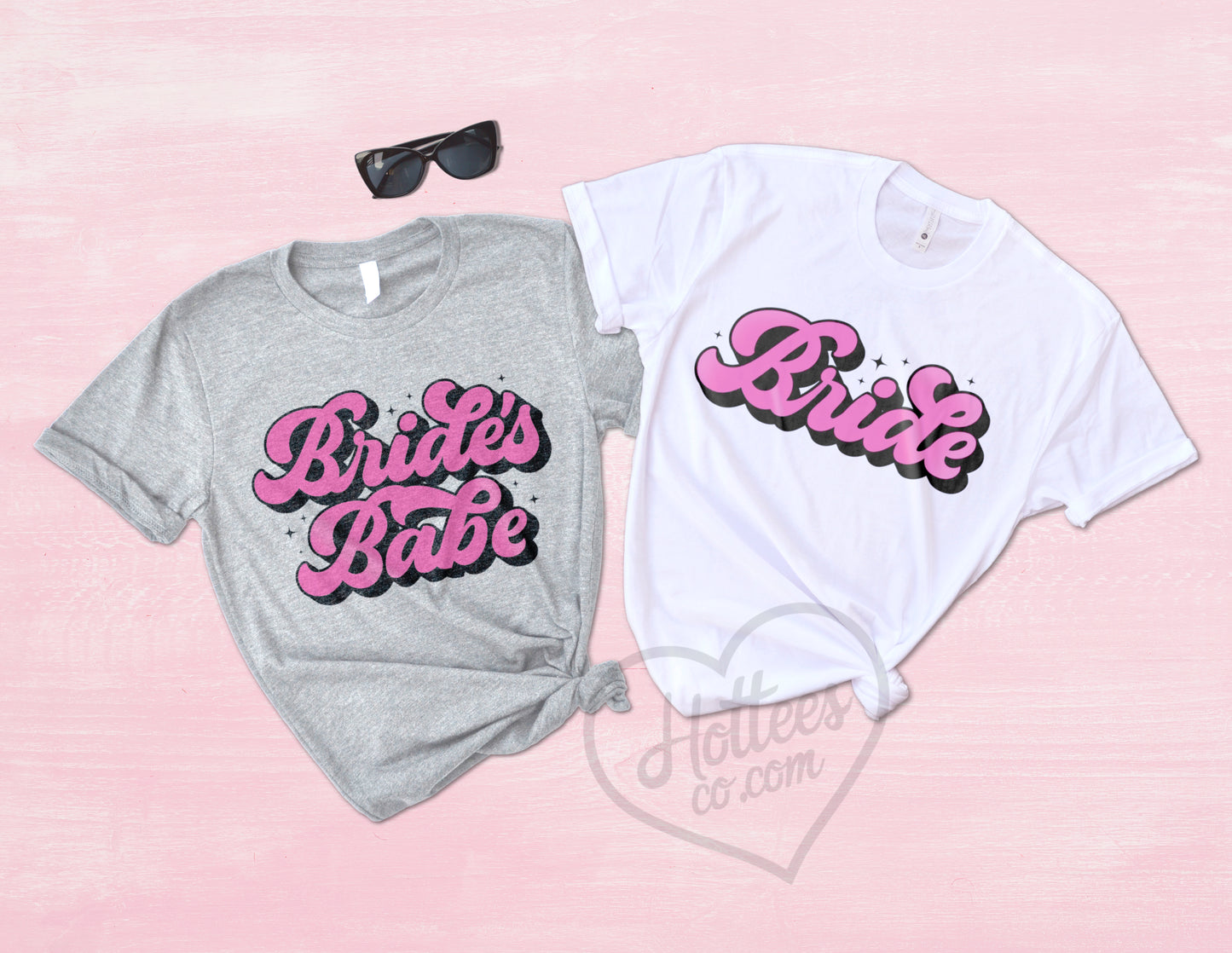 Bride and Bride's Babe Bachelorette Party Shirt, Retro Bride and Bridesmaid Matching Bachelorette Shirts