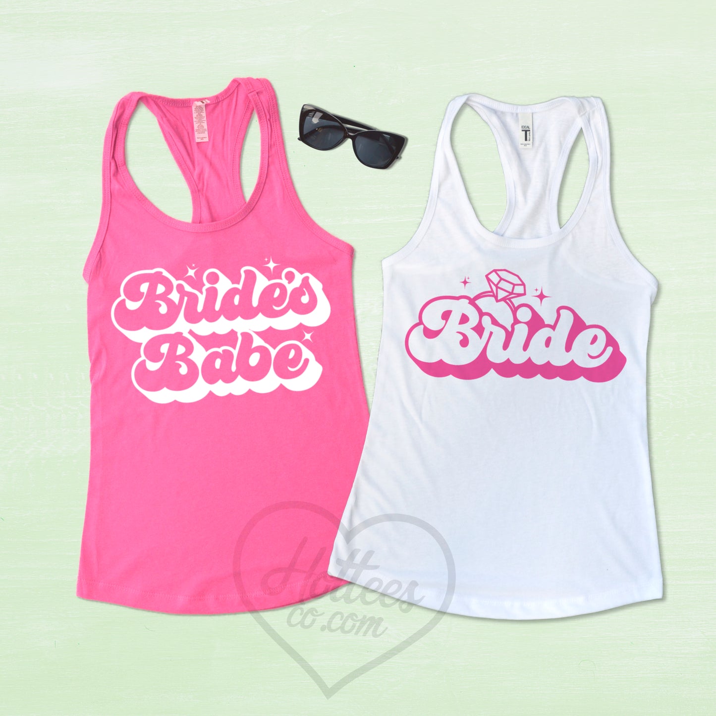 Bride and Bride's Babe Bachelorette Party Tank Tops, Retro Bride and Bridesmaid Matching Bachelorette Shirts