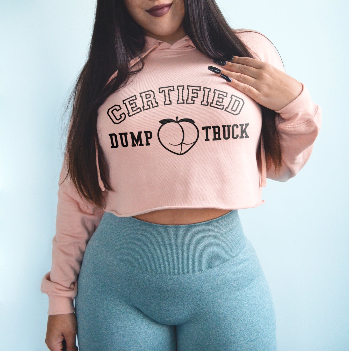 Certified Dump Truck Crop Top Hoodie, Muscle Mommy Gym Hoodie, Peach Booty Workout Hoodie