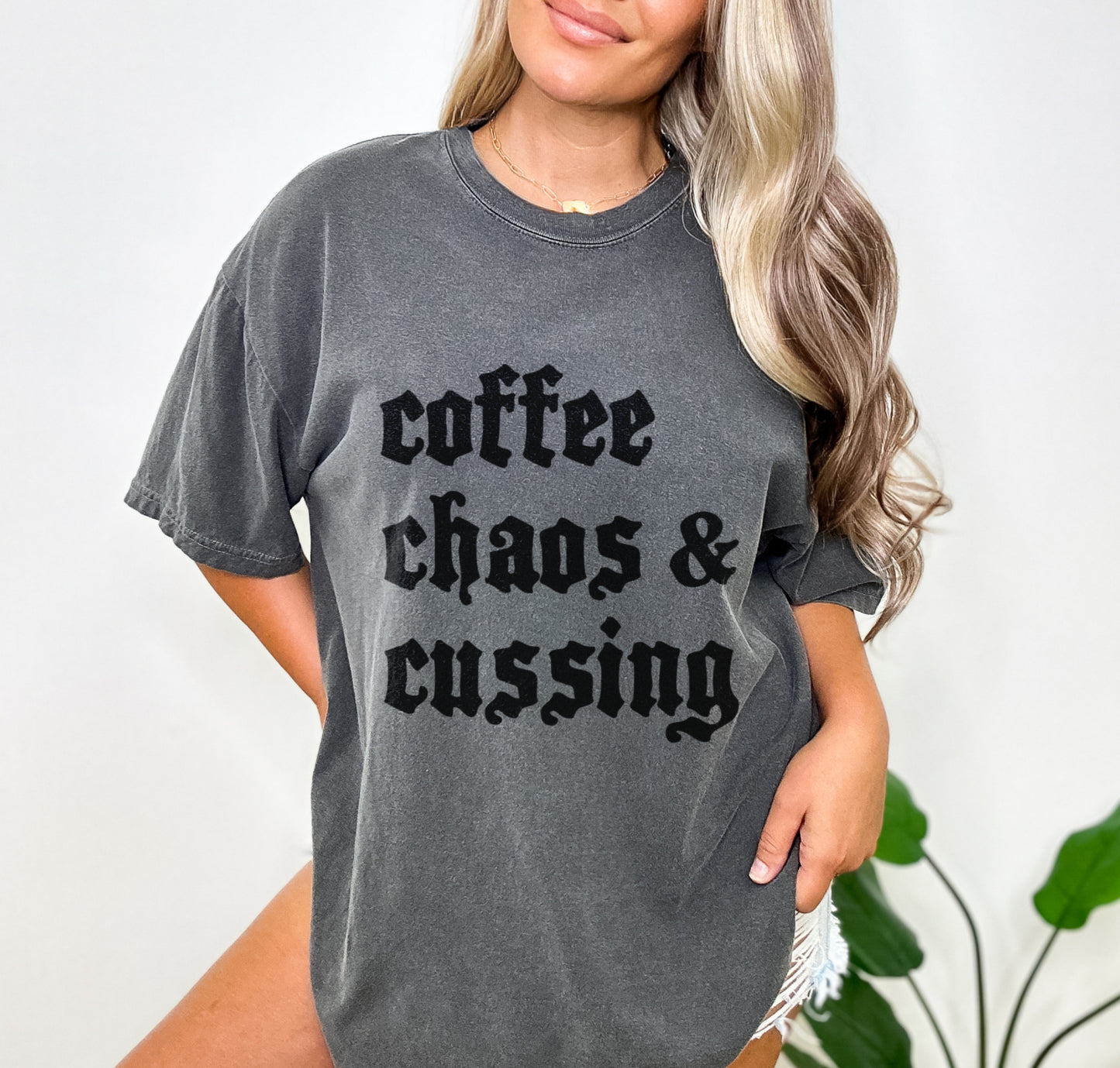 Coffee Chaos and Cussing Shirt, Funny Gothic Mom Shirt