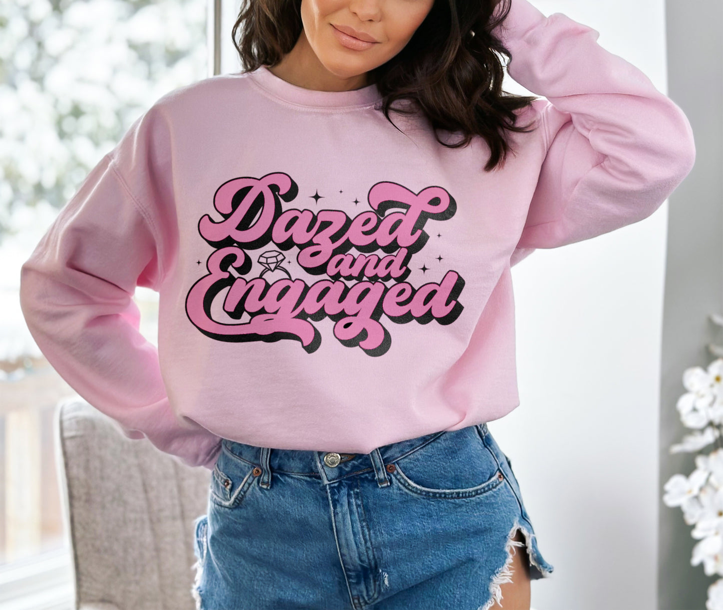 Dazed and Engaged Sweatshirt, Retro Fiancee Sweatshirt