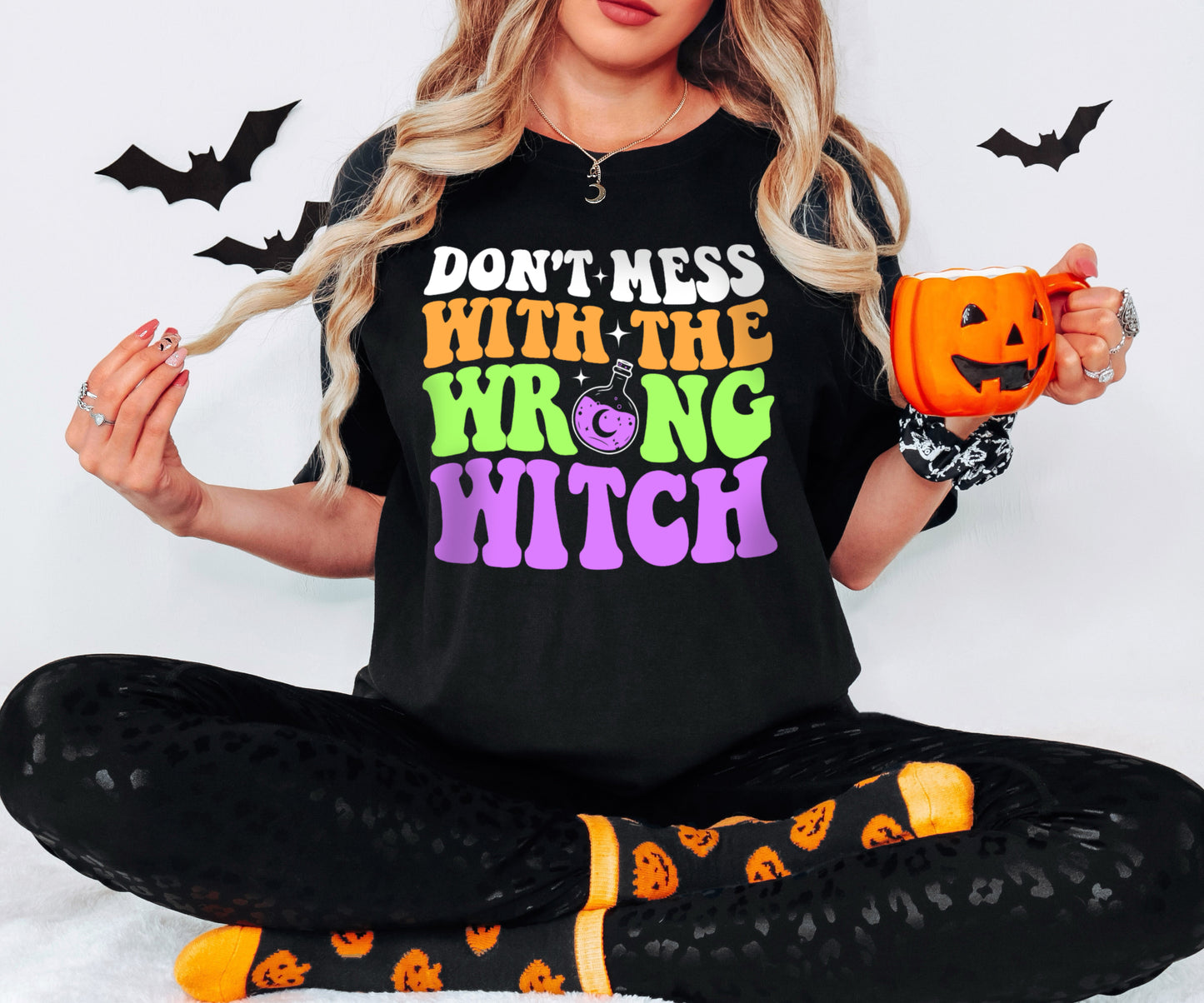 Don't Mess With the Wrong Witch Funny Witchcraft Halloween Shirt