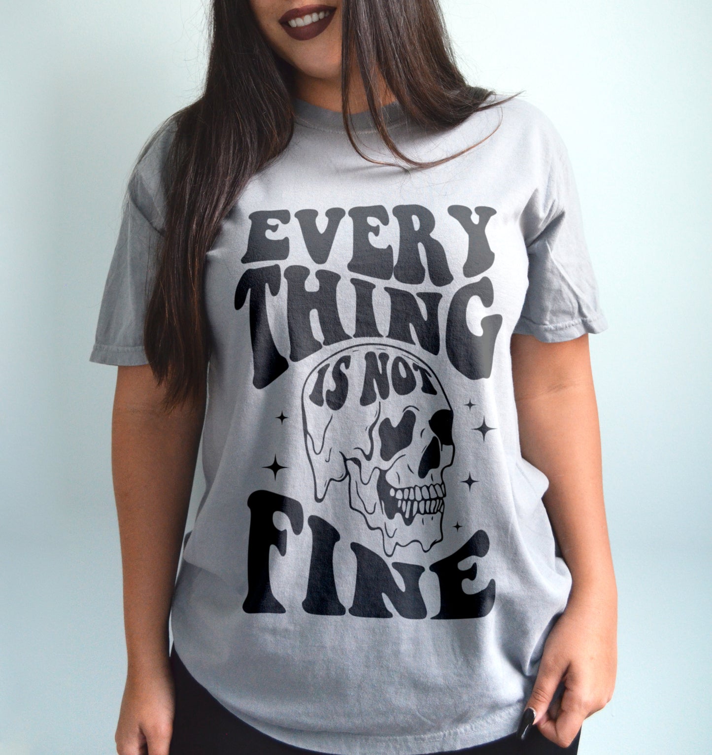 Everything Is Not Fine Skull Anxiety Shirt, Overthinking Skull Shirt