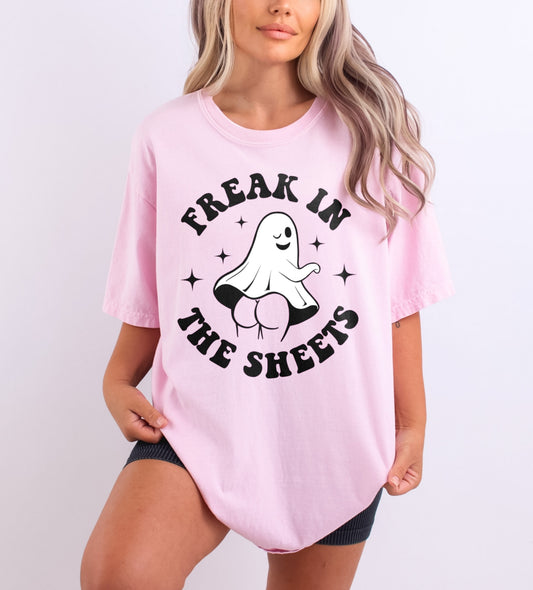 Freak In The Sheets Funny Ghost Booty Adult Halloween Shirt