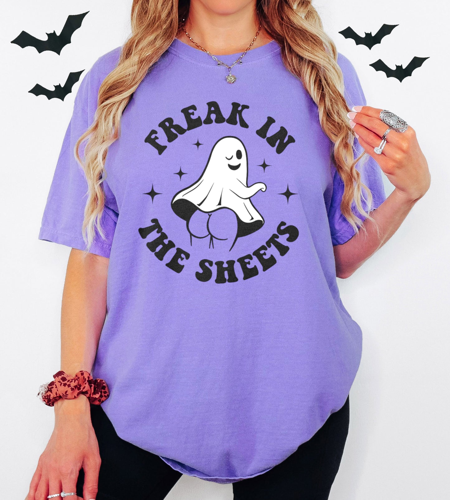 Freak In The Sheets Funny Ghost Booty Adult Halloween Shirt