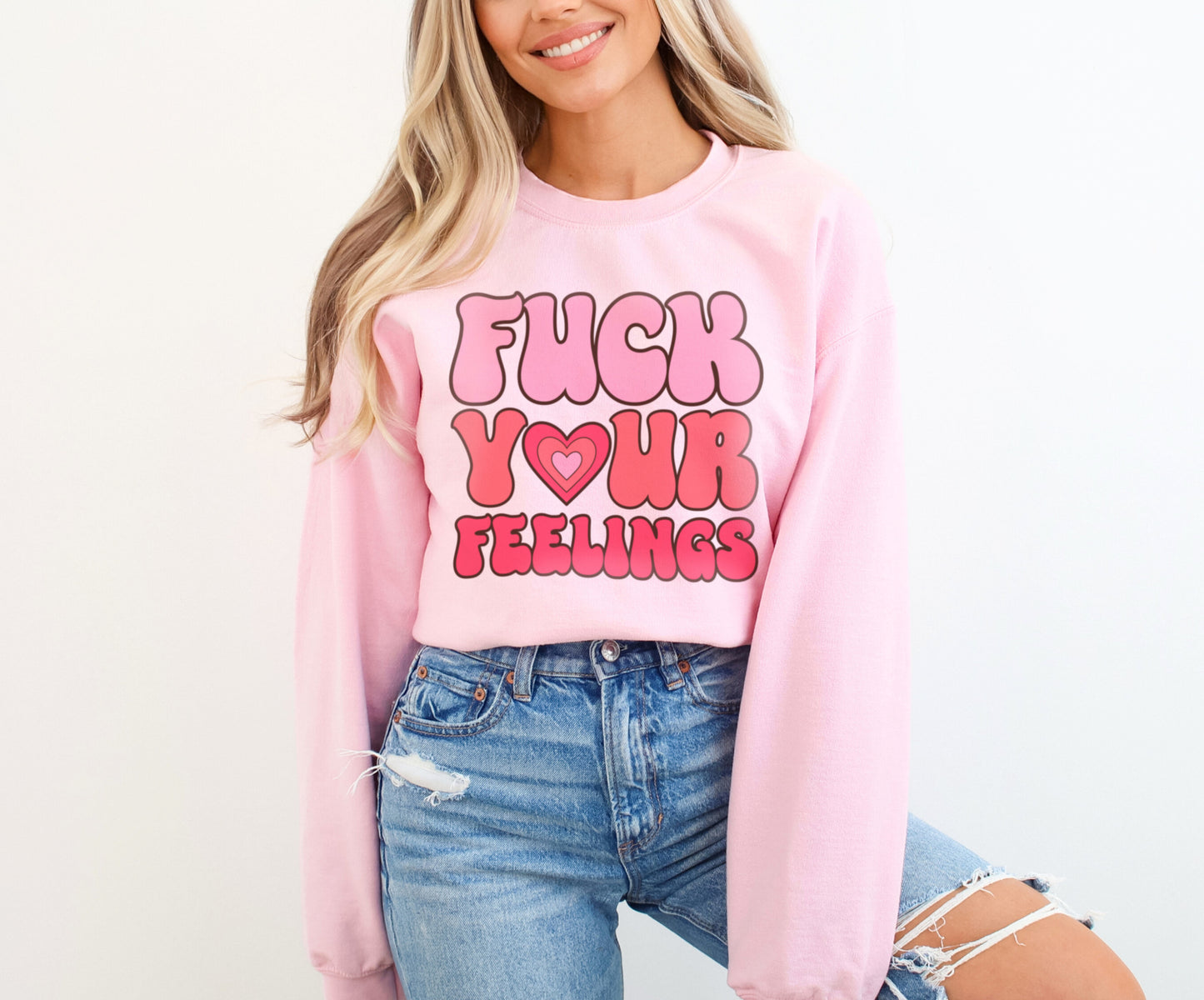 F Your Feelings Valentine's Day Sweatshirt, Anti Valentine's Day Sweatshirt, Funny Single Galentine's Day Sweater