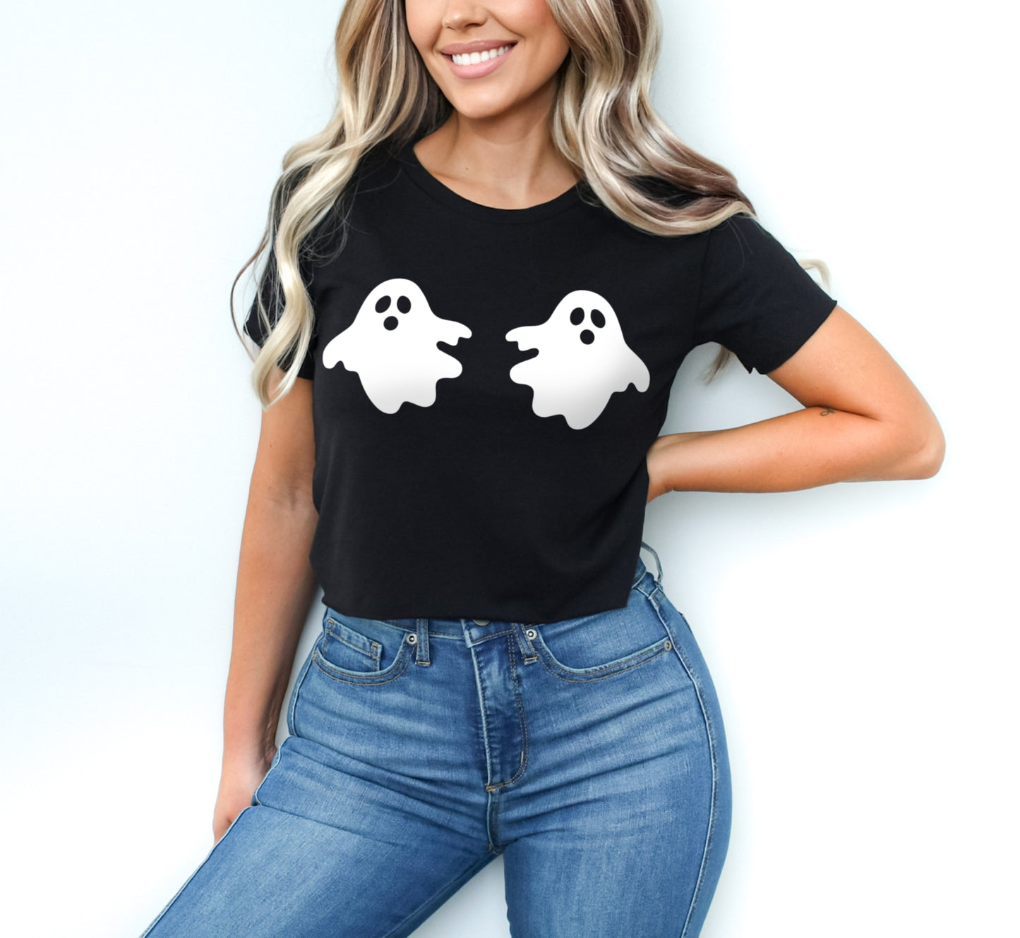 Ghost Boobs Halloween Crop Top Shirt, Boo Bies Cute Ghost Halloween Shirt