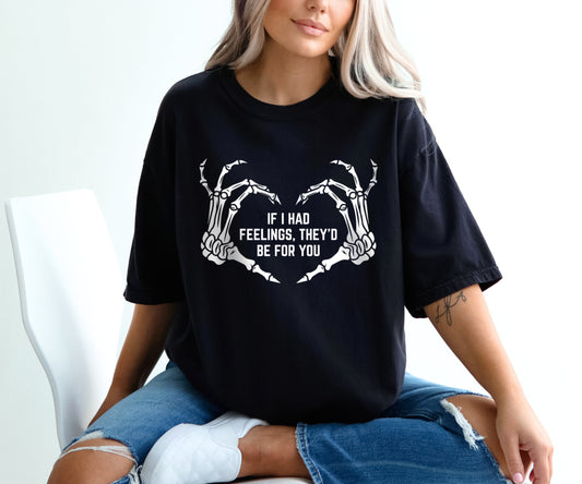 If I Had Feelings They'd Be For You Valentine's Day Shirt, Funny Dead Inside Skeleton Heart Gothic Valentine's Day Shirt