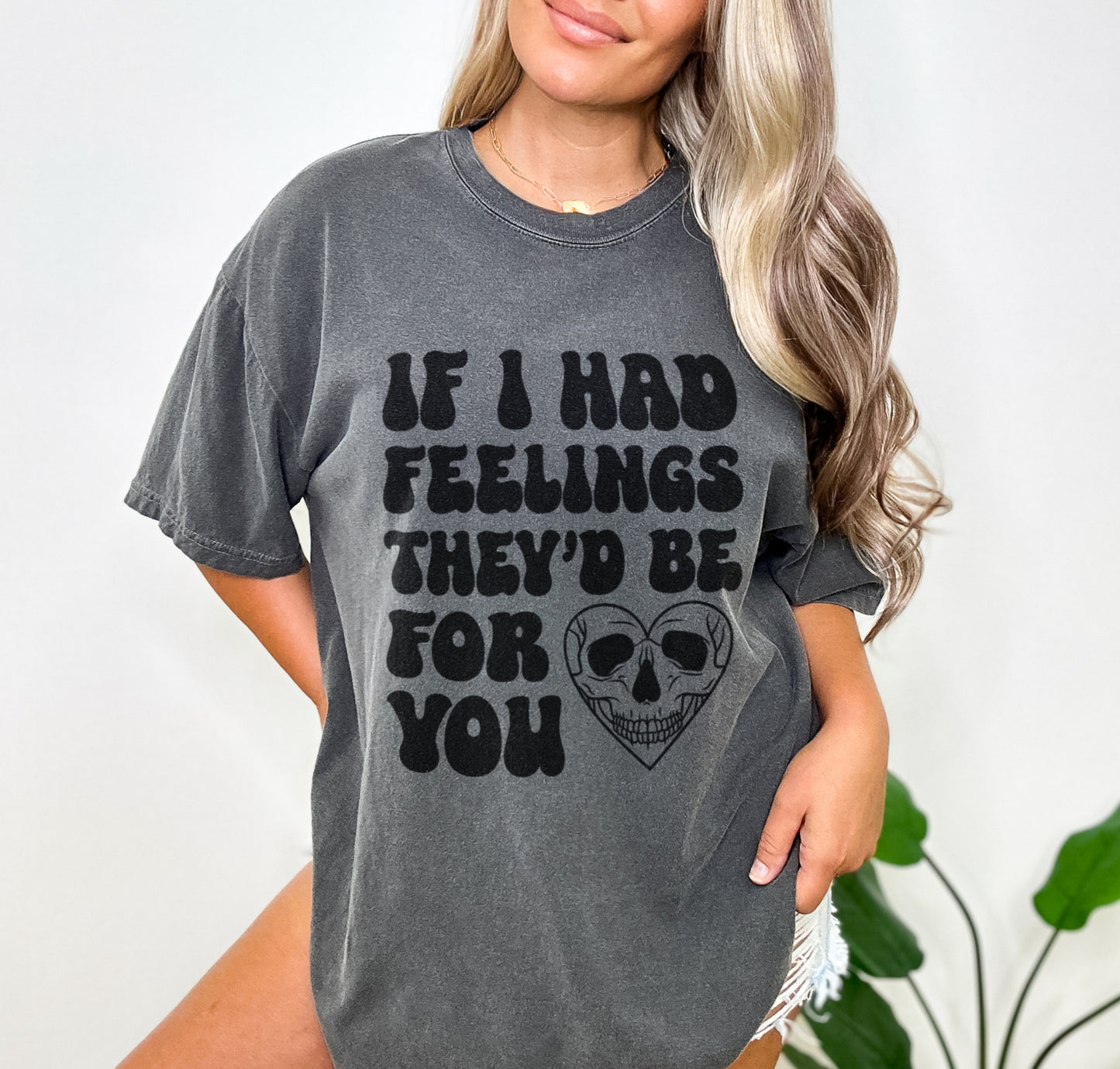 If I Had Feelings They'd Be For You Valentine's Day Shirt, Funny Dead Inside Skull Heart Gothic Valentine's Day Shirt