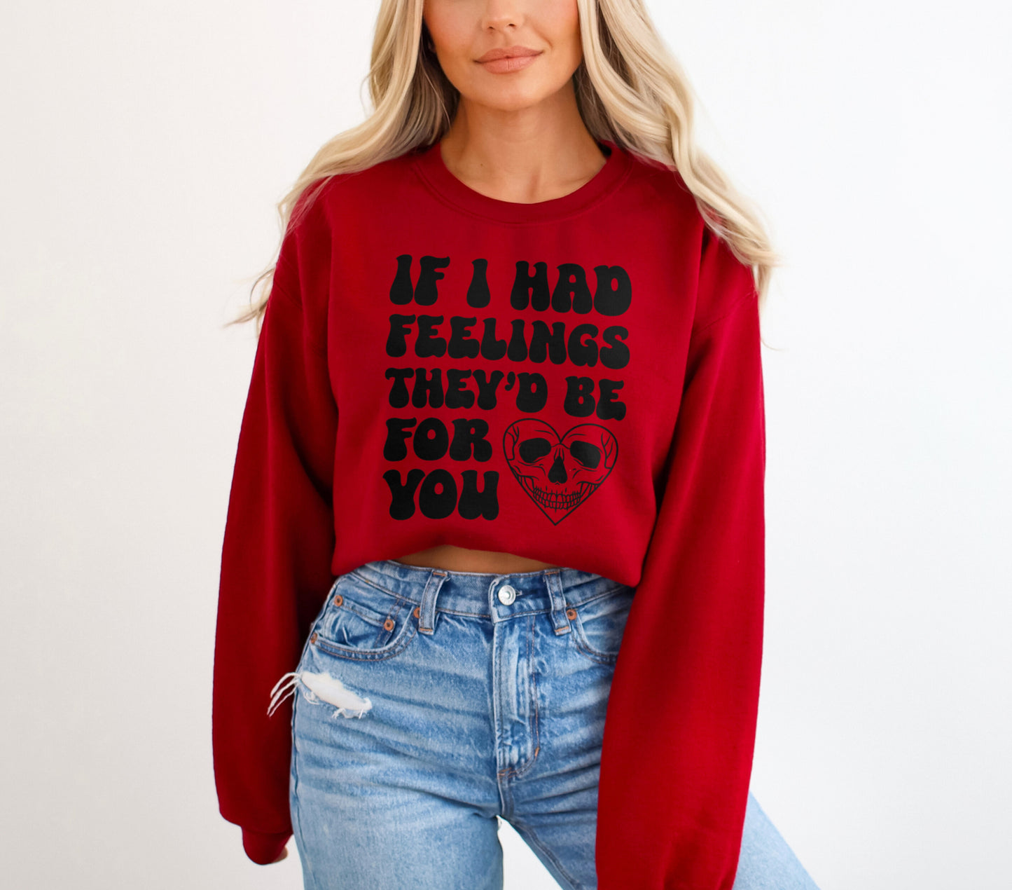 If I Had Feelings They'd Be For You Gothic Valentine's Day Sweatshirt, Dead Inside Skull Heart Sweater