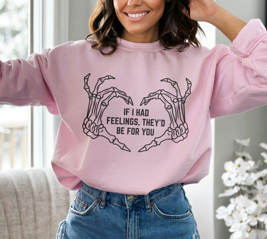 If I Had Feelings They'd Be For You Gothic Valentine's Day Sweatshirt, Dead Inside Skeleton Heart Sweater