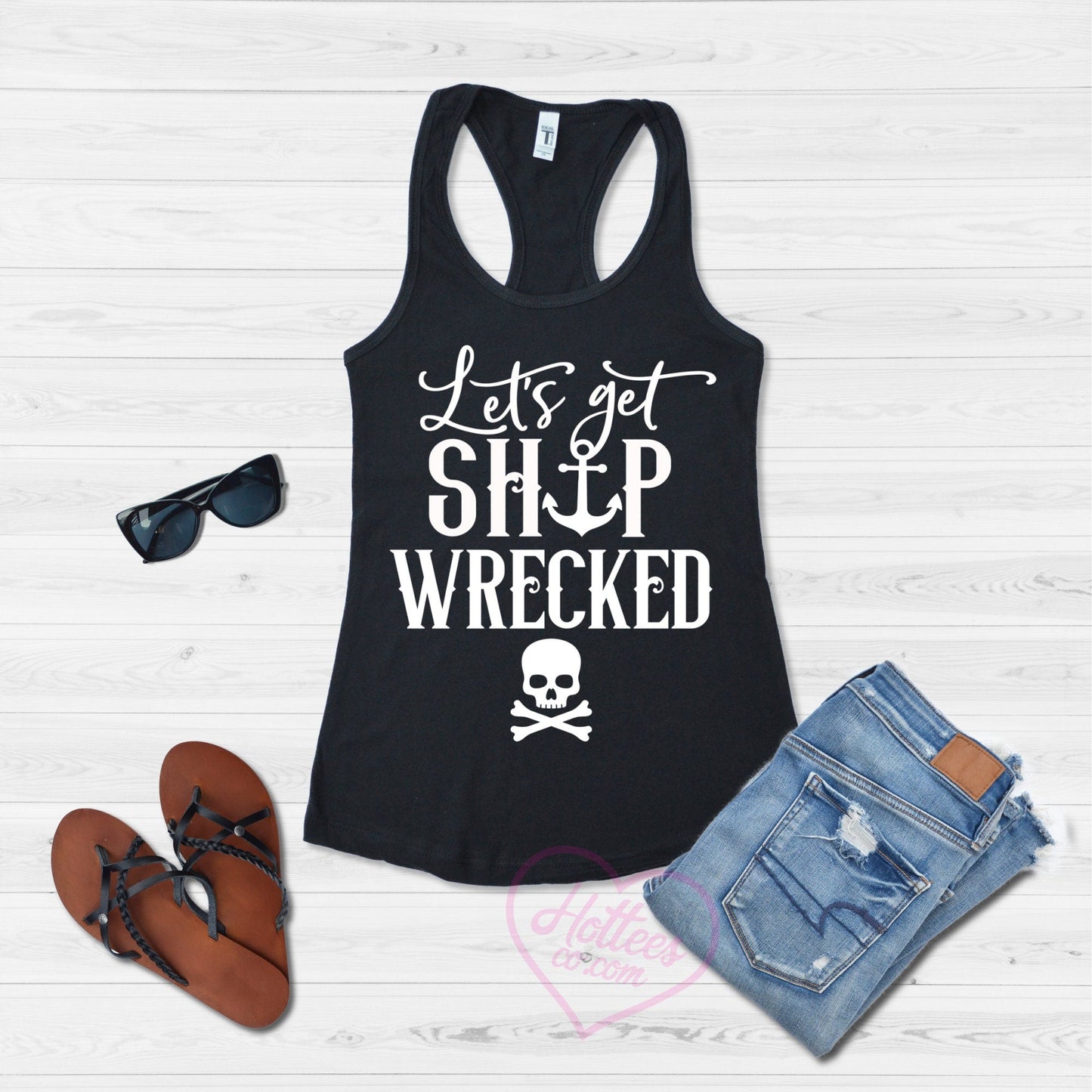 Let's Get Ship Wrecked Funny Pirate Tank Top, Pirate Drinking Shirt