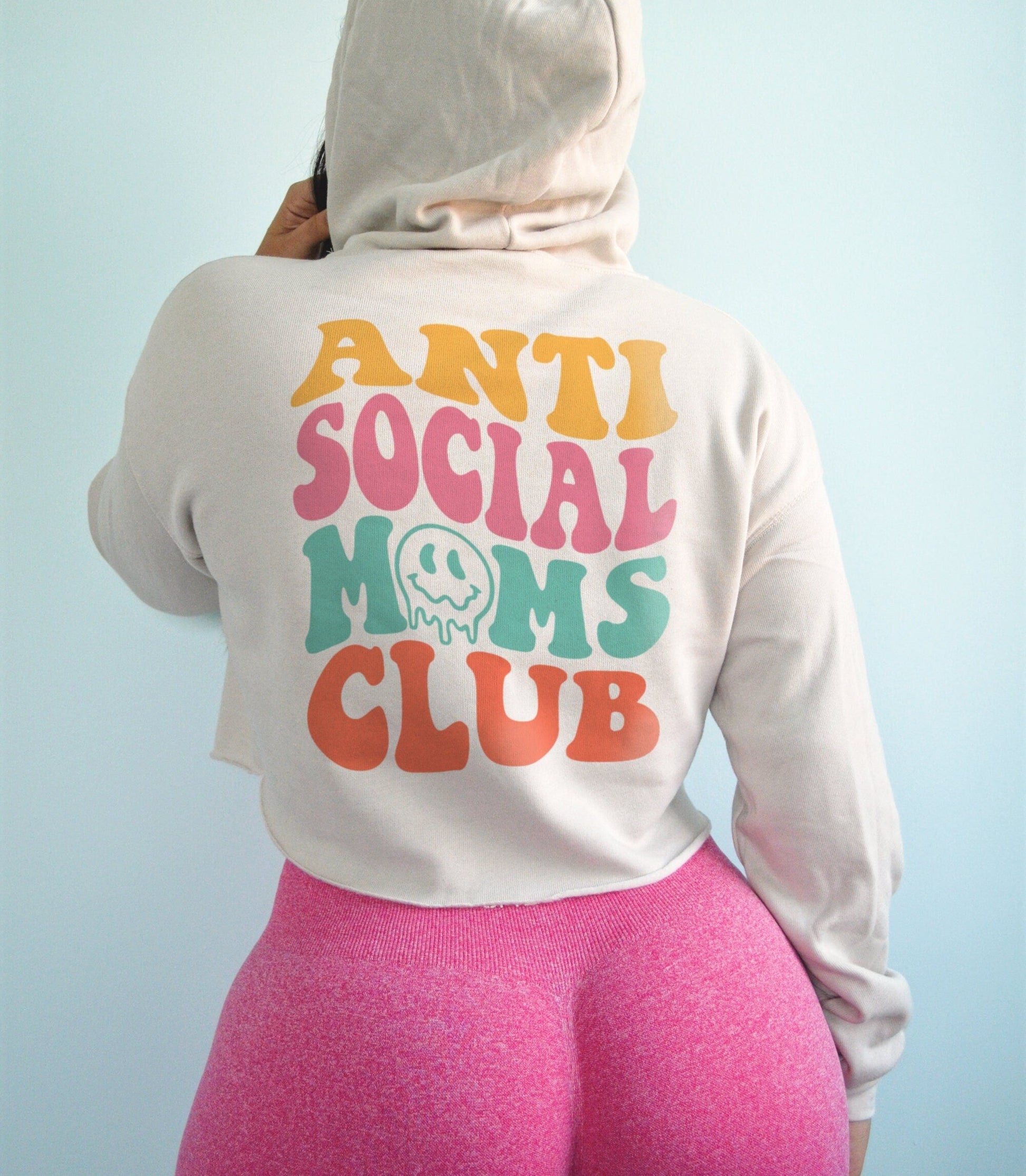 anti social moms club crop top hoodie