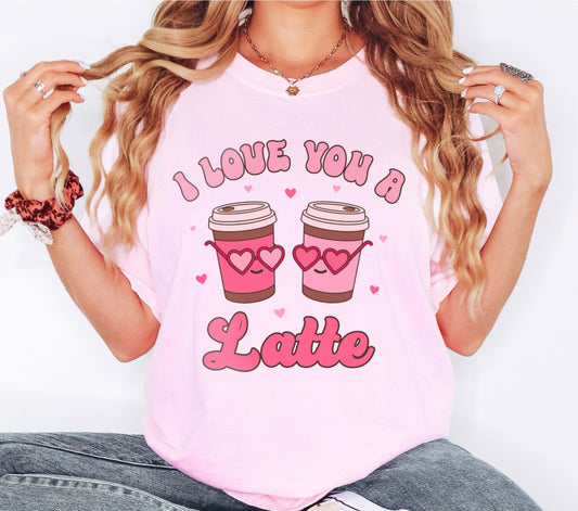 I Love You a Latte Coffee Valentine's Day Shirt, Funny Retro Coffee Lover Valentine's Day Shirt