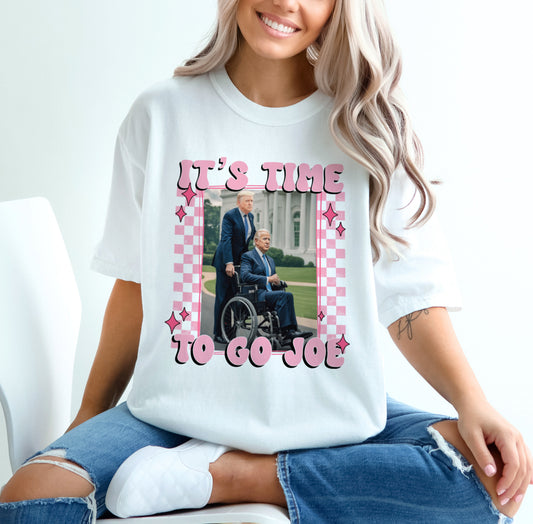 Time to Go Joe Donald Trump Pushing Joe Biden on Wheelchair Funny Republican Shirt