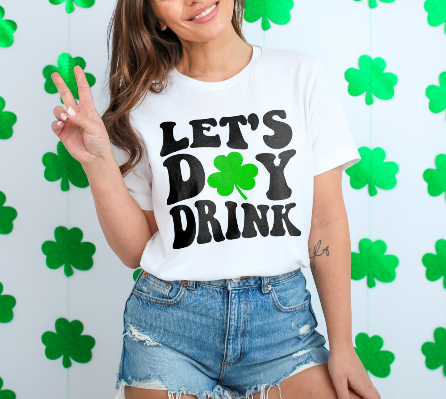 Let's Day Drink Shamrock St Patrick's Day Drinking Shirt