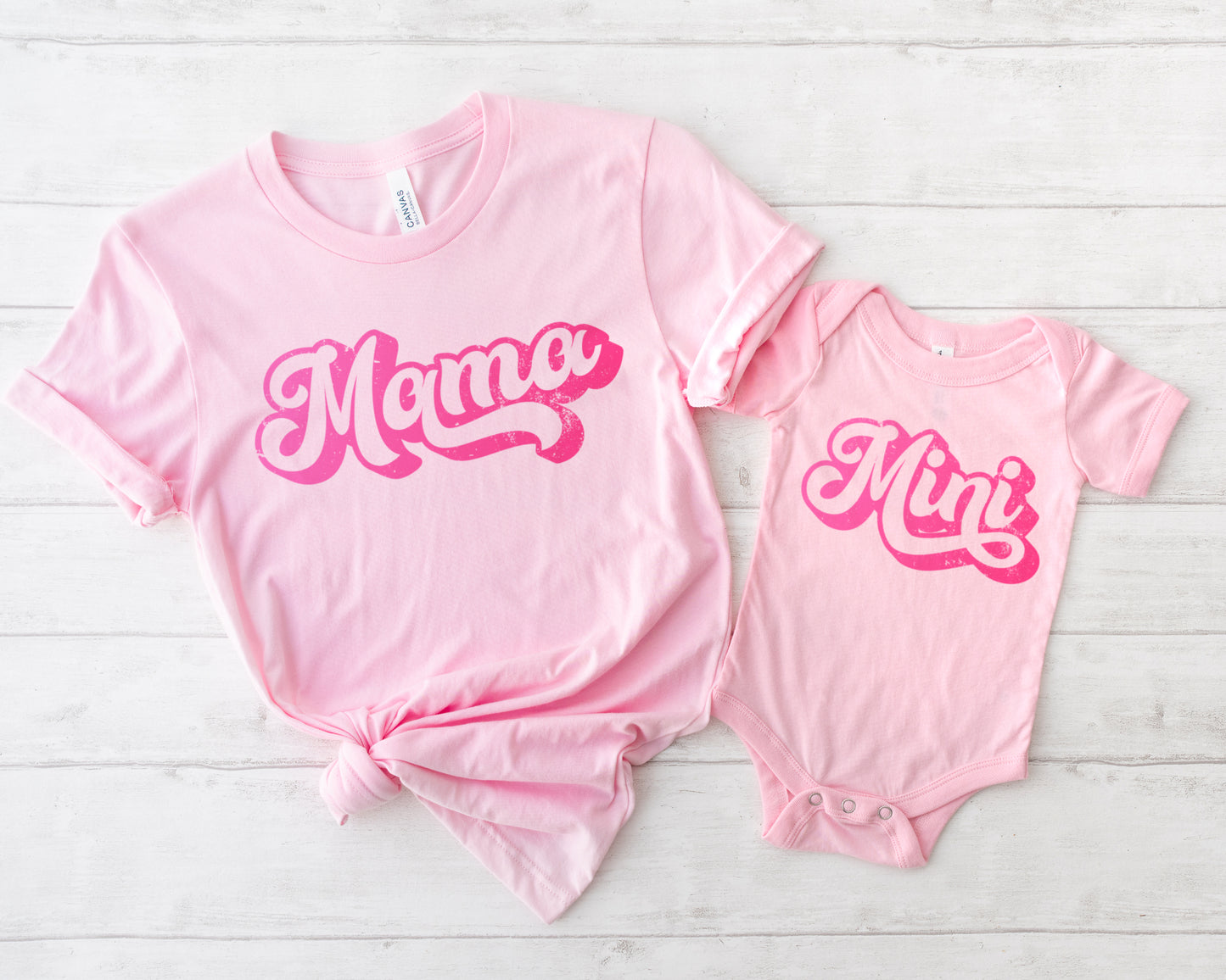 Pink Mama and Mini Matching Shirts, Retro Mommy and Me Mom and Daughter Shirts