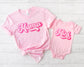 Pink Mama and Mini Matching Shirts, Retro Mommy and Me Mom and Daughter Shirts