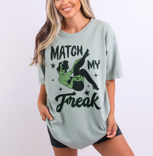 Match My Freak Frankenstein Bride Pin Up Adult Halloween Shirt