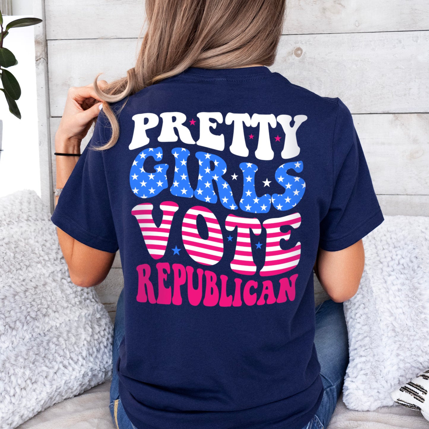 Pretty Girls Vote Republican American Flag Shirt