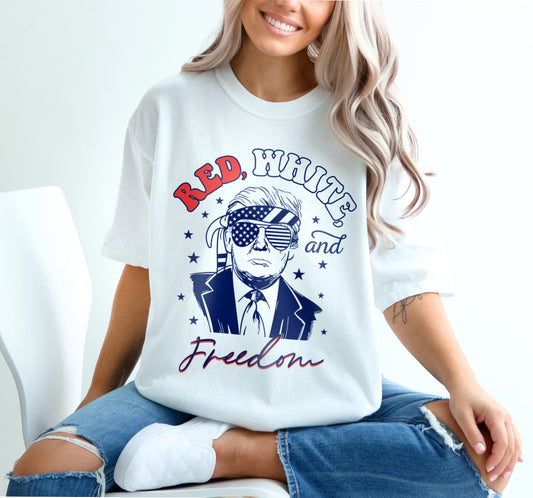 Red White and Freedom Donald Trump American Flag Fourth of July Republican Shirt