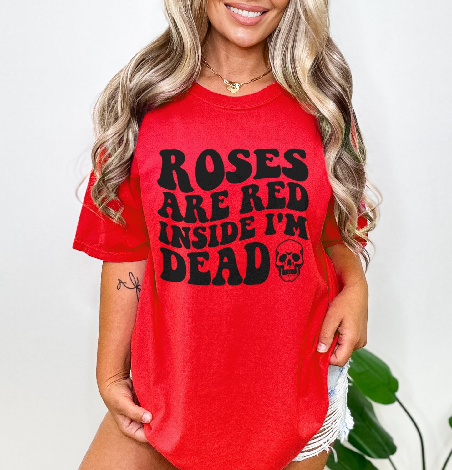 Roses are Red Inside I'm Dead Funny Valentine's Day Shirt, I'm Dead Inside Skull Valentine's Day Shirt