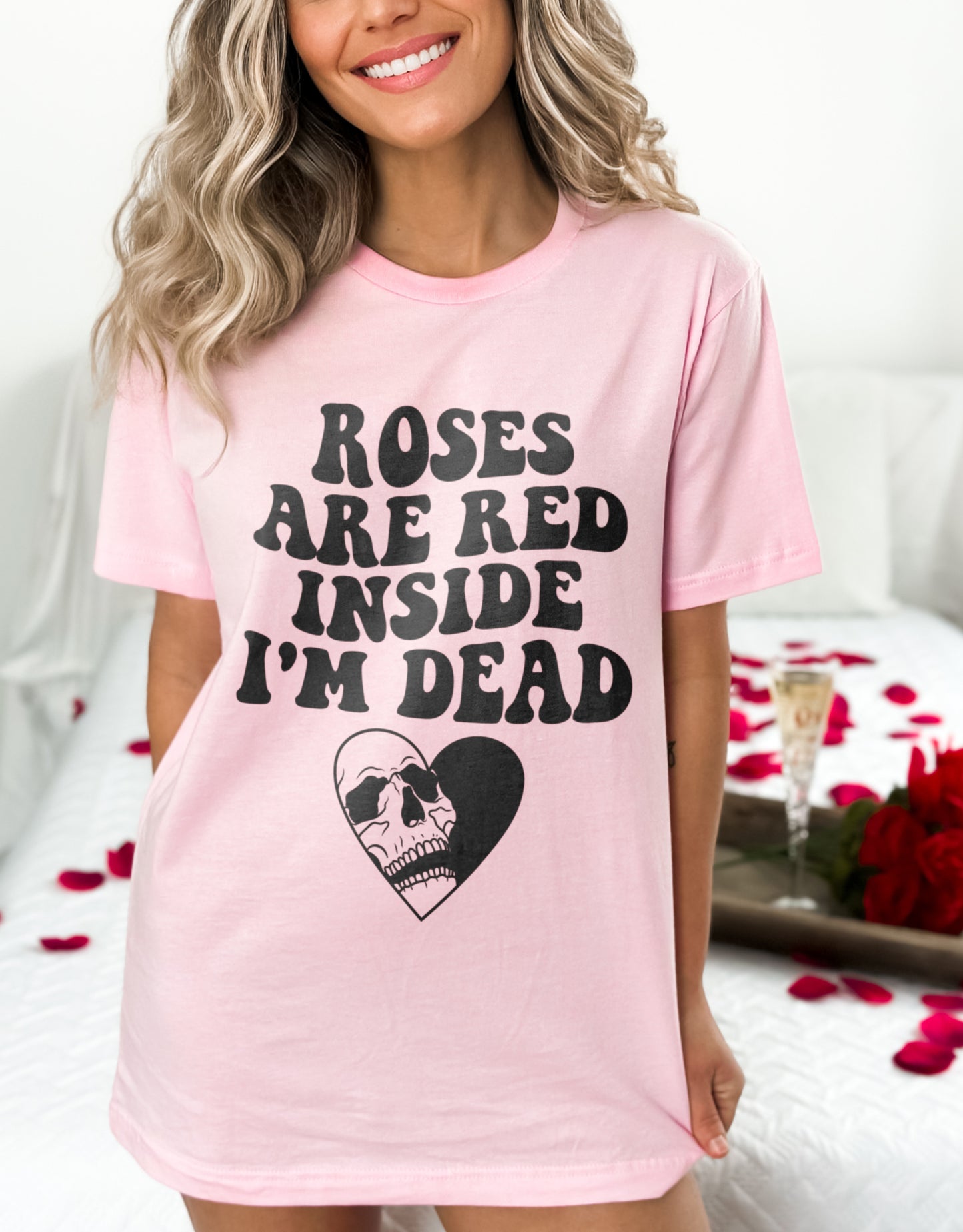 Roses Are Red Inside I'm Dead Funny Valentine's Day Shirt, I'm Dead Inside Skull Heart Valentine's Day Shirt