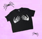 Skeleton Hands Halloween Crop Top Shirt, Skeleton Hand Boobs Gothic Halloween Shirt