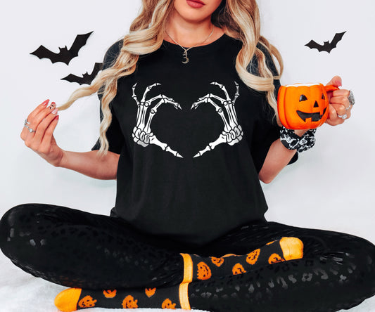 Skeleton Hands Heart Emo Halloween Shirt