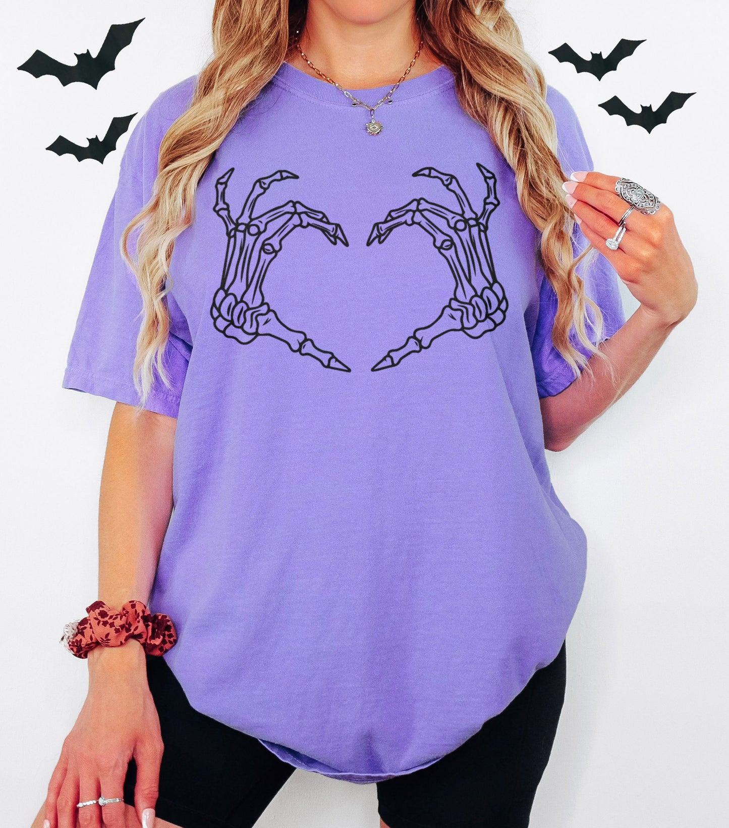 Skeleton Hands Heart Emo Halloween Shirt