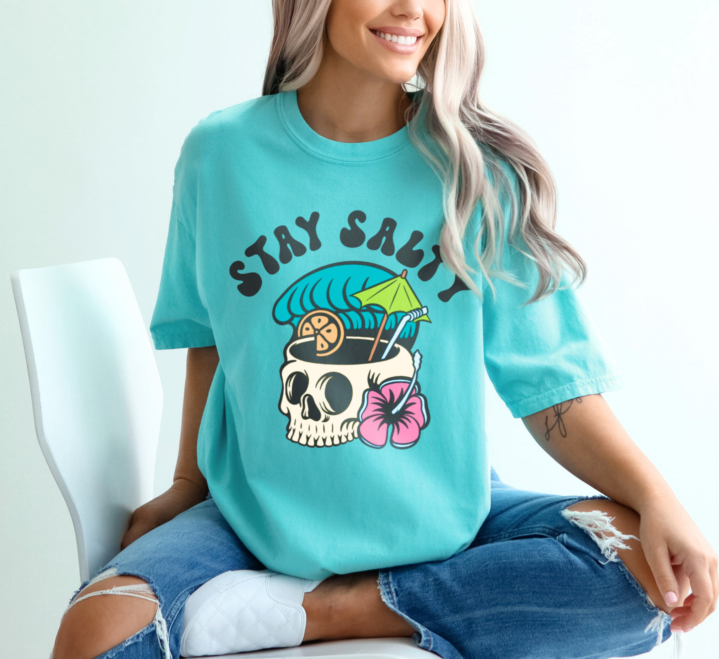 Stay Salty Skull Margarita Tequila Beach Summer Shirt