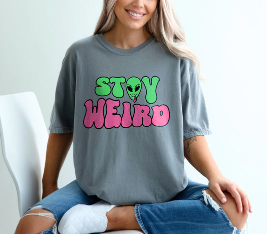 Stay Weird Alien Shirt, Funny Alien UFO Shirt