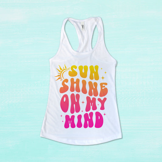 Sunshine On My Mind Tank Top, Retro Summer Beach Shirt