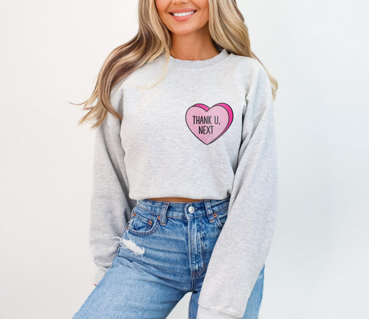 Thank U Next Candy Heart Valentine's Day Sweatshirt, Single Thank You Next Funny Galentine's Day Sweater