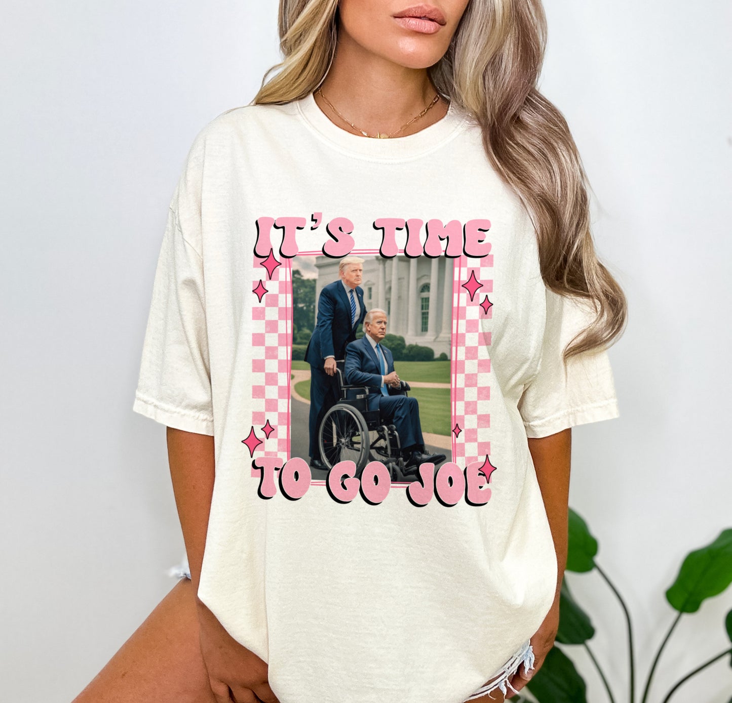 Time to Go Joe Donald Trump Pushing Joe Biden on Wheelchair Funny Republican Shirt