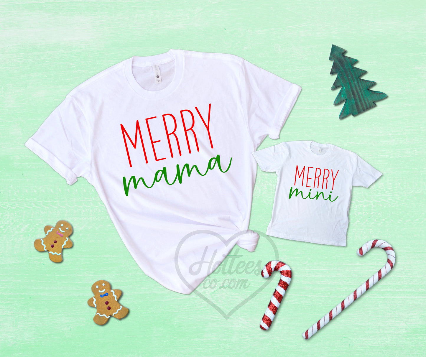 Merry Mama and Merry Mini Family Christmas Shirts, Mommy and Me Matching Christmas Pajamas Shirts