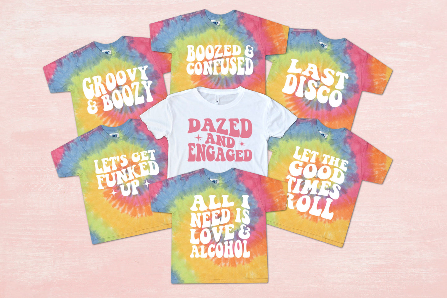 dazed and engaged groovy bachelorette shirts