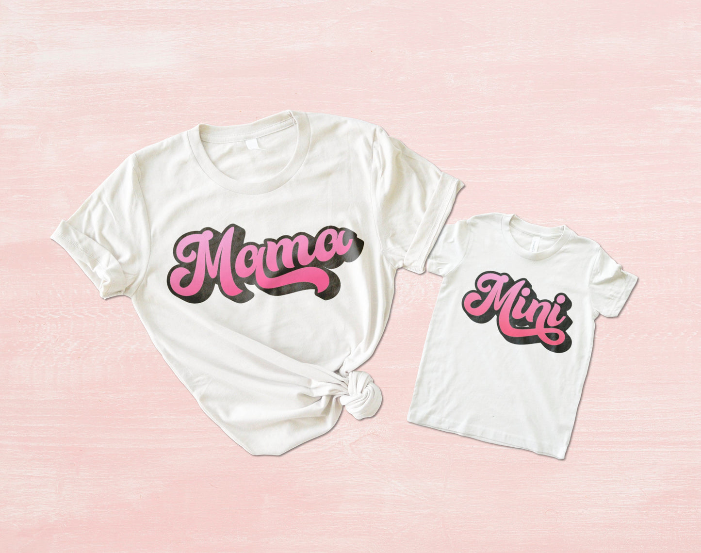 Pink Mama and Mini Matching Shirts, Retro Mommy and Me Mom and Daughter Shirts