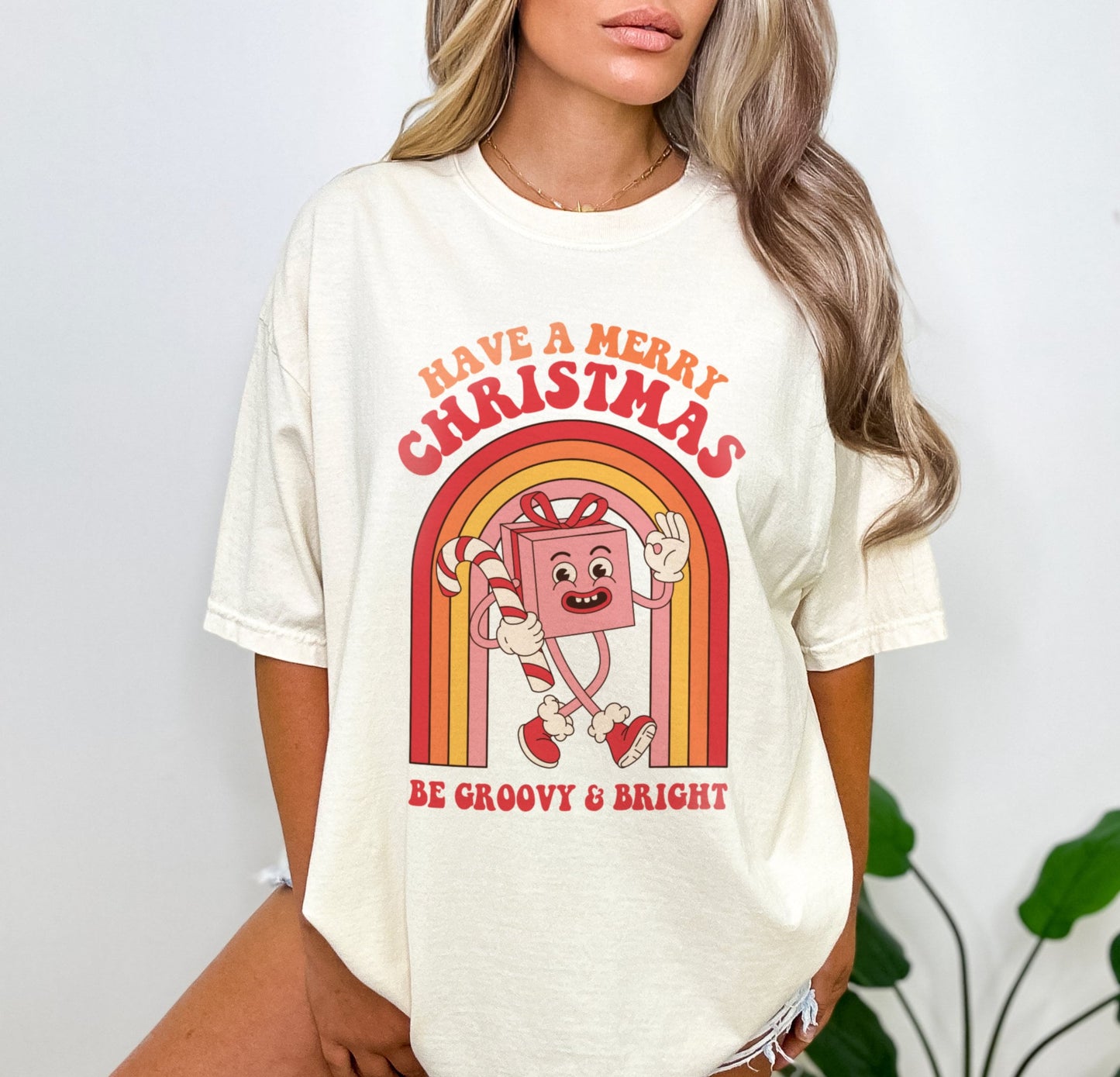 Have a Merry Christmas Be Groovy  and Bright Retro Christmas Shirt